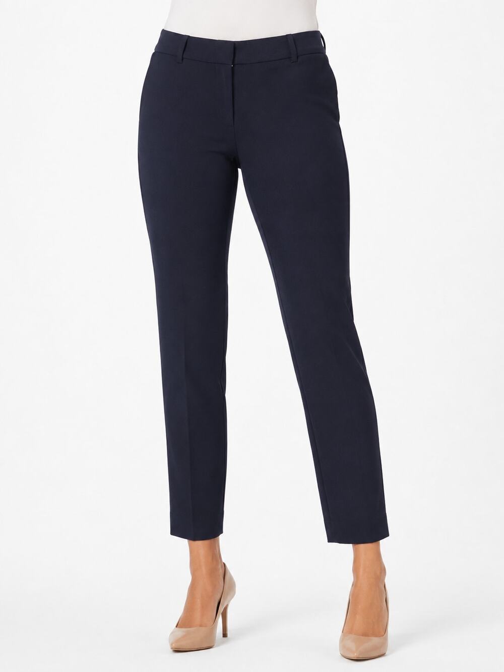 S218 Ann Taylor Womens Size 8 Navy Blue Straight Leg Dress Pants Career Trousers